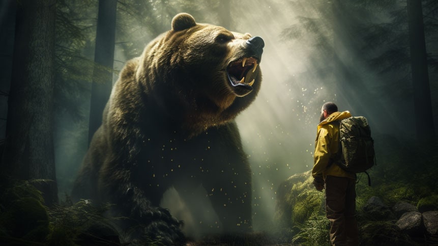 Hiker meets aggressive bear in woods